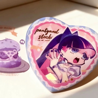 自制吊带袜天使同人周边谷子panty stocking爱心形吧唧同人