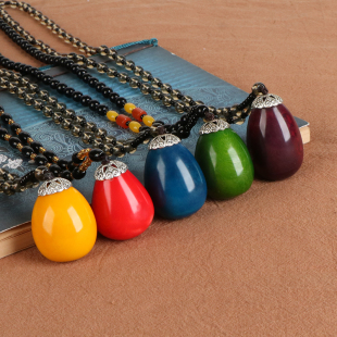 菩提挂件彩色项链佛心果项链吊坠菩提子红绿黄蓝紫色毛衣链女男