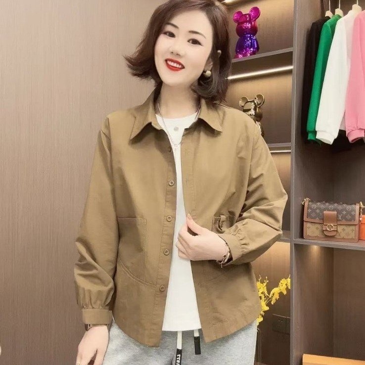 2025春秋季新款女士长袖衬衫开衫外套衬衣爆款女装短款上衣小个子
