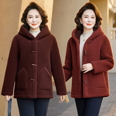 中老年女装棉袄妈妈冬装2025新款颗粒绒外套加绒加厚棉衣保暖棉服