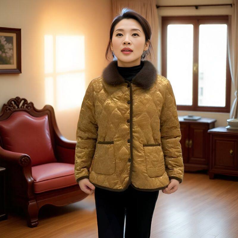 妈妈冬装国风棉服外套棉袄中老年女秋冬款短款羊羔毛棉衣时尚洋气,女装/女士精品,中老年女装,淘宝优惠券,粉丝福利购,淘宝优惠卷