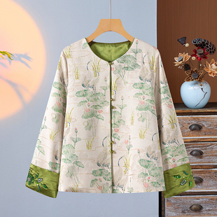 绿色花唐装 今年流行超火小香风短款 国风外套女2025春秋新款 新中式