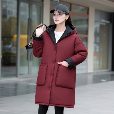双面穿棉服新款中长款加厚保暖外套妈妈装冬季百搭棉衣中老年女装