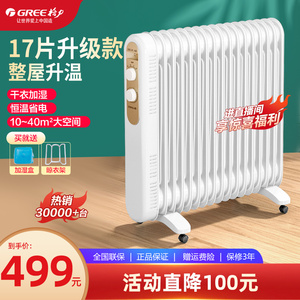 格力电油汀家用卧室静音17片油丁恒温节能省电暖气机大功率取暖器
