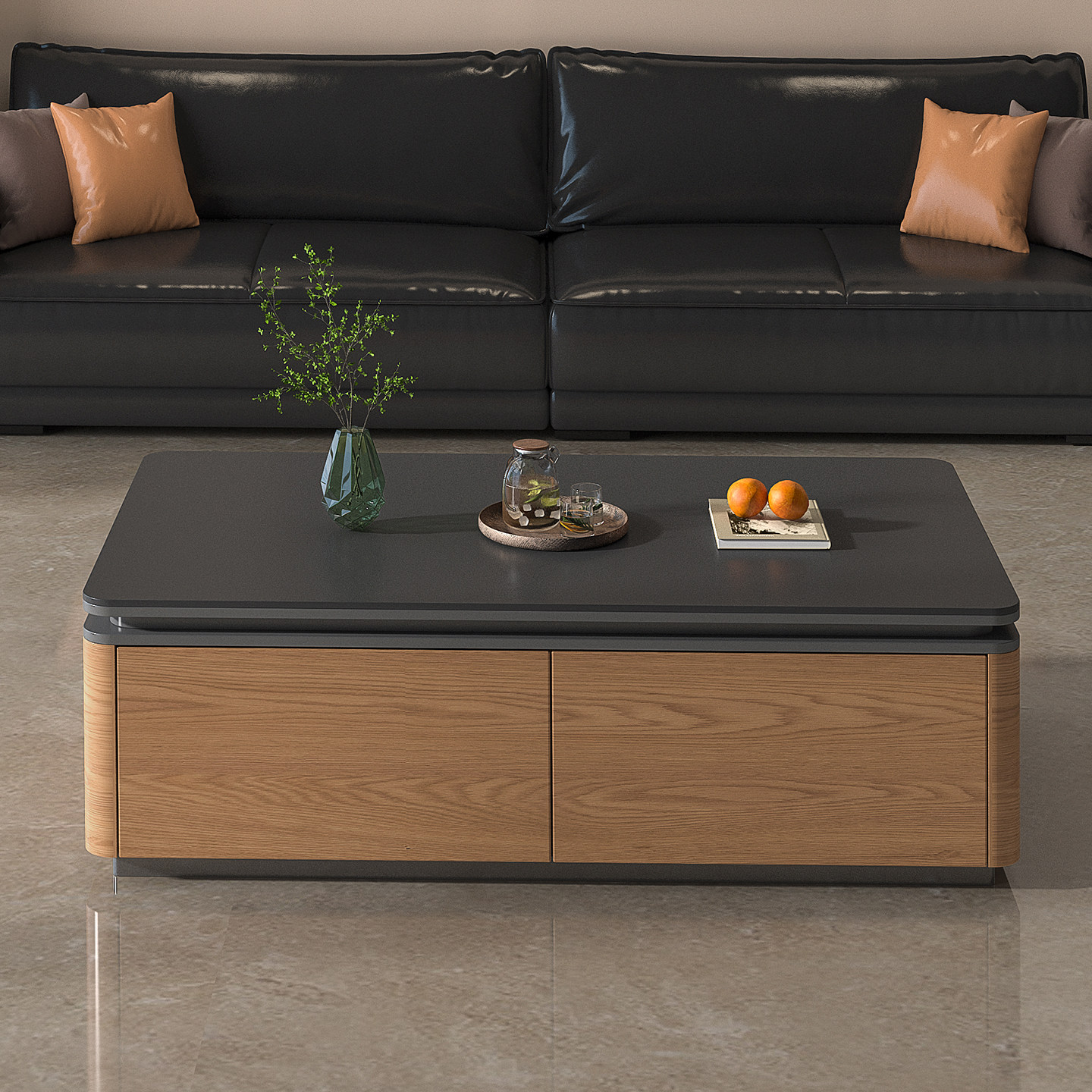 中古风实木茶几电视柜组合小户型