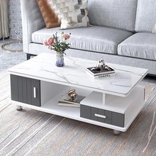 茶几客厅家用轻奢高级感岩板茶几桌钢化玻璃茶桌小户型电视柜组合