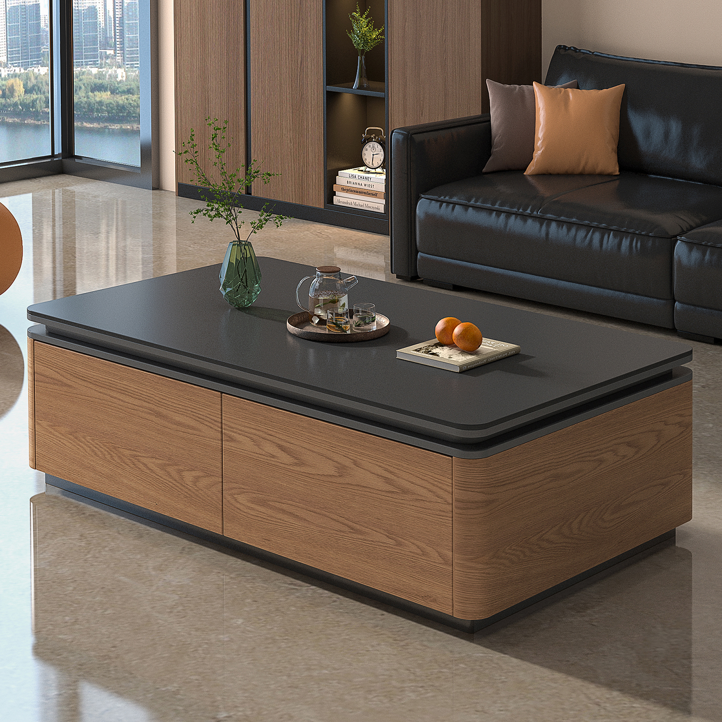 中古风实木茶几电视柜组合小户型