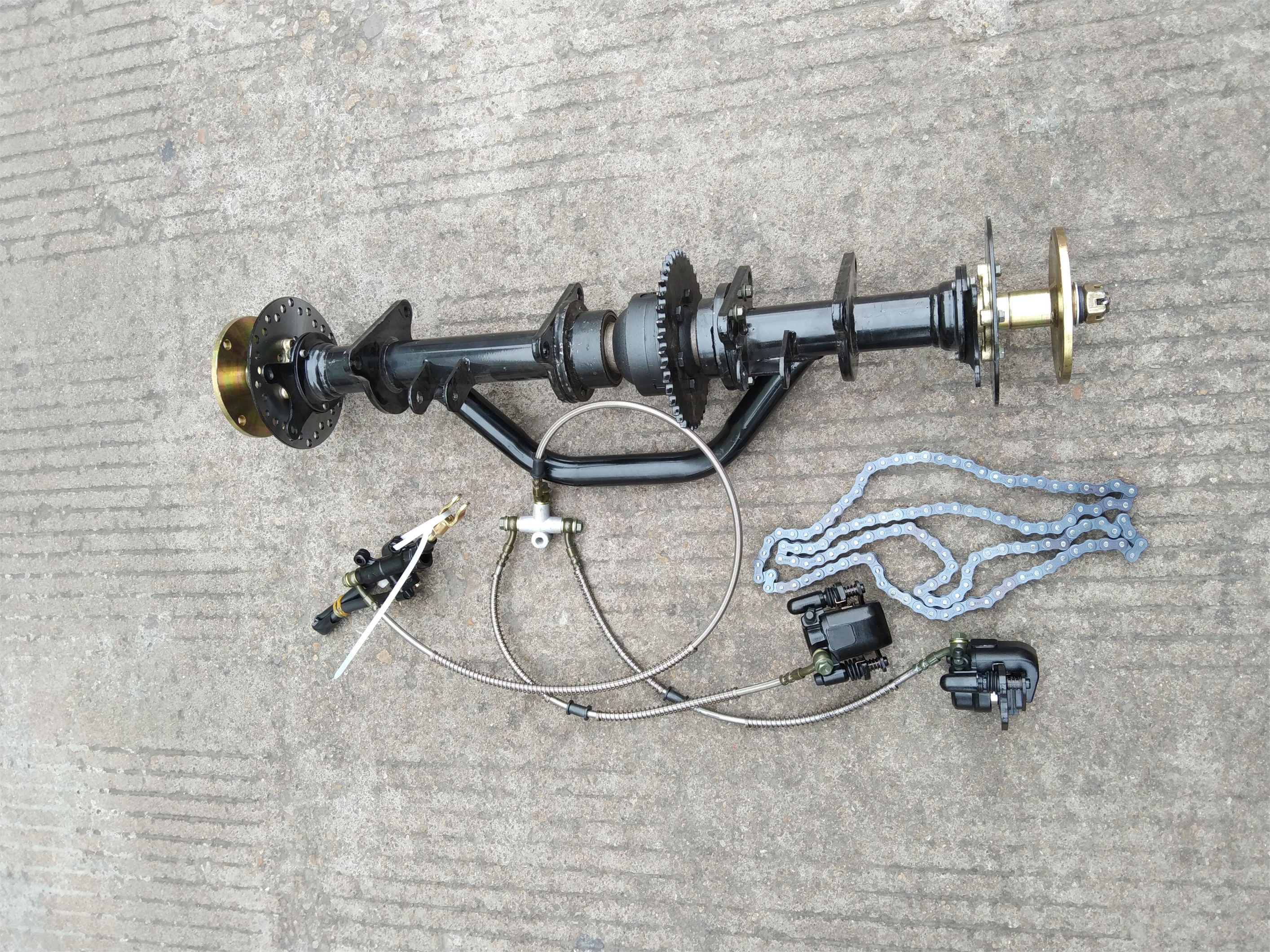 改装四轮卡丁车三轮摩托车配件沙滩车链条传动差速后桥双碟刹后桥