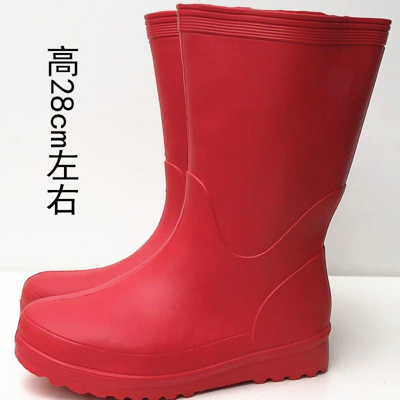 胖脚雨鞋女中筒雨靴粗腿水靴防水轻量耐磨秋冬加绒时尚胶鞋成人鞋