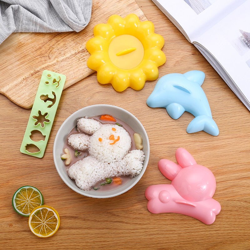 摇摇乐海豚米饭模具四件套卡通宝宝饭团模具儿童便当寿司DIY模具