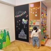 实木榉木框挂式 黑板灰板白板软木书架置物架幼儿园组合板530