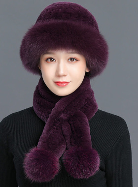 皮草帽子女冬天保暖狐狸毛帽子加厚妈妈韩版时尚仿獭兔毛礼帽秋冬