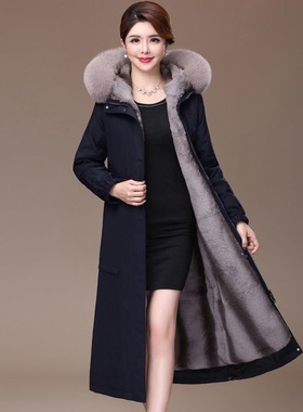 可拆卸内胆加厚派克服女2025冬季新款尼克服长款仿皮草大衣外套
