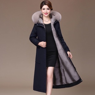 可拆卸内胆加厚派克服女2025冬季新款尼克服长款仿皮草大衣外套