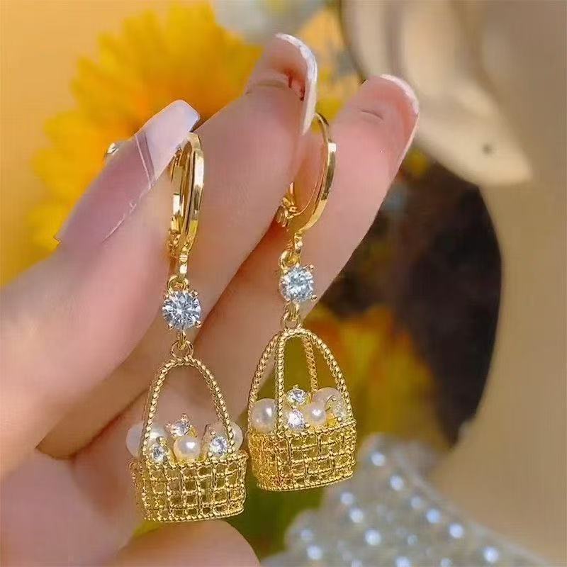 设计师百搭个性编织花篮珠珠耳饰