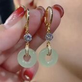 复古新款 古风平安扣耳环简约百搭轻奢宫廷国风耳饰汉服旗袍配饰