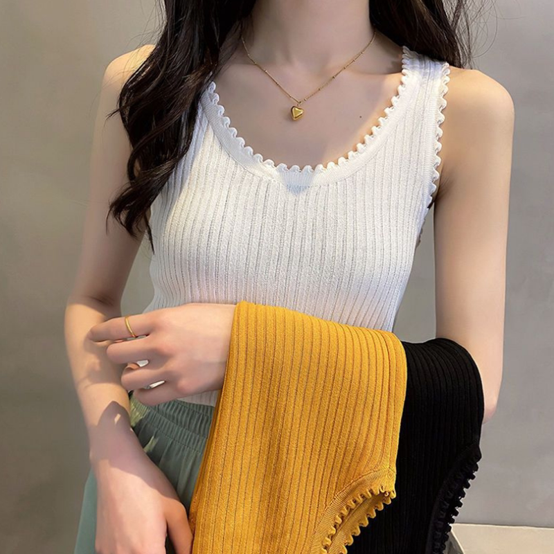 大码网红冰丝薄款吊带背心女胖mm外穿内搭宽松显瘦针织打底衫上衣