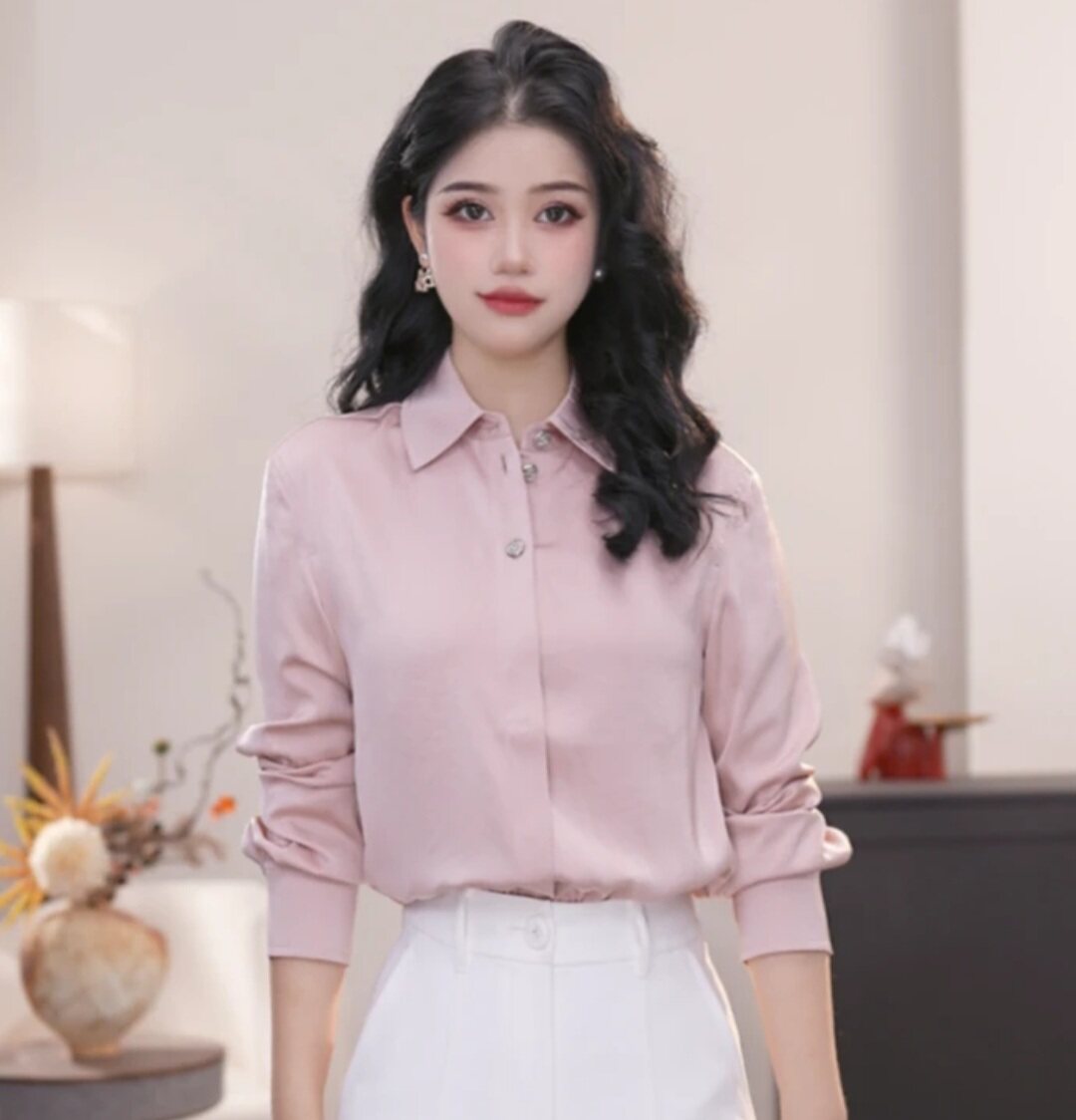 AMASS/阿玛施早秋新款优雅知性法式精致气质通勤长袖衬衫女530248
