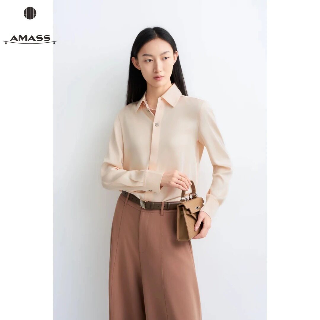 AMASS/阿玛施早秋新款优雅知性法式精致气质通勤长袖衬衫女530248