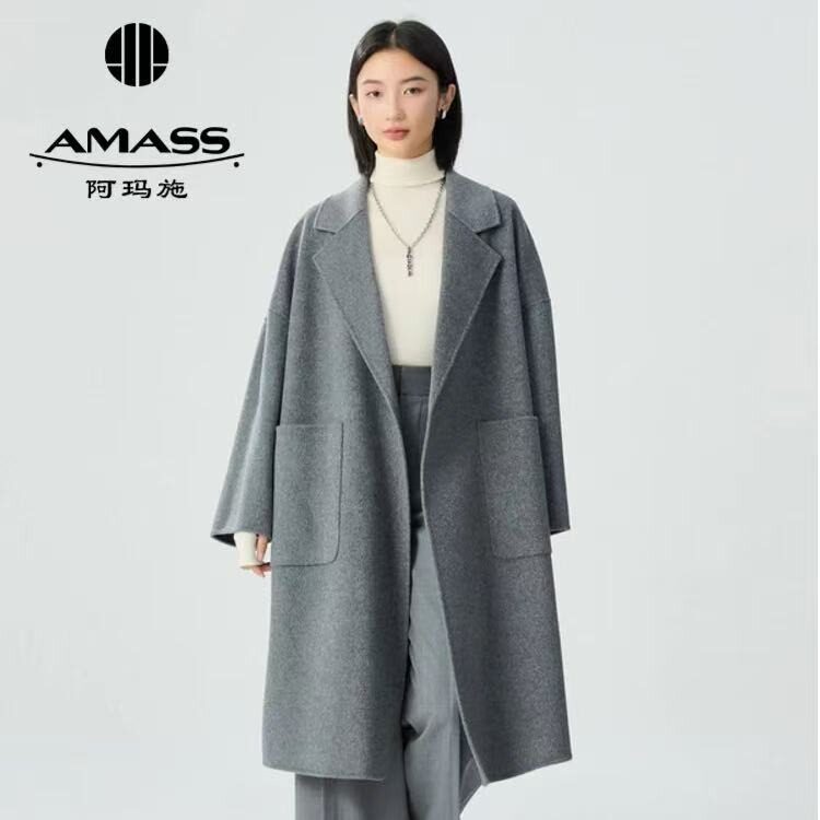 AMASS/阿玛施新款气质优雅经典长款羊毛秋冬大衣外套女5400952