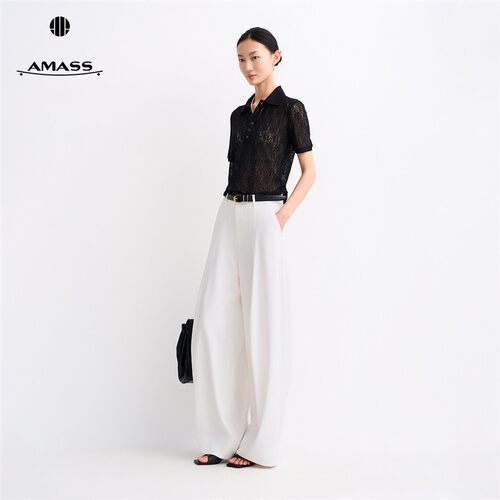 AMASS/阿玛施春夏新款气质时尚轻职风复古通勤阔腿休闲裤女510025