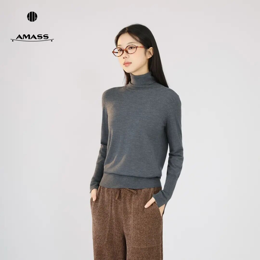 AMASS/阿玛施秋冬新款高领显瘦百搭针织长袖女士羊毛衫女5399471