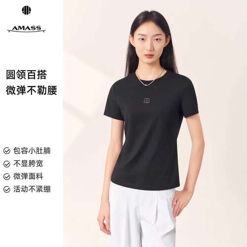 阿玛施AMASS 新款爆款显瘦百搭显瘦小熊复古短袖T恤530225/530224
