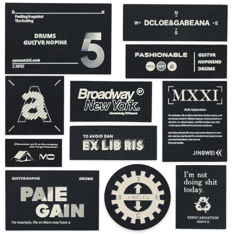 复古高级配色装饰标布贴羽绒服衣服裤子装饰贴修补破洞贴花布标签