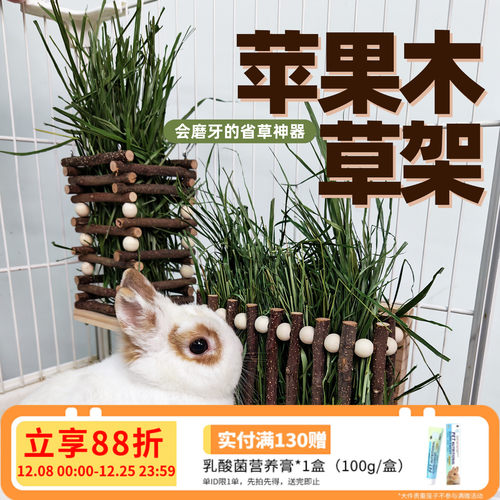 兔子草架喂食器苹果木耐啃咬食盒