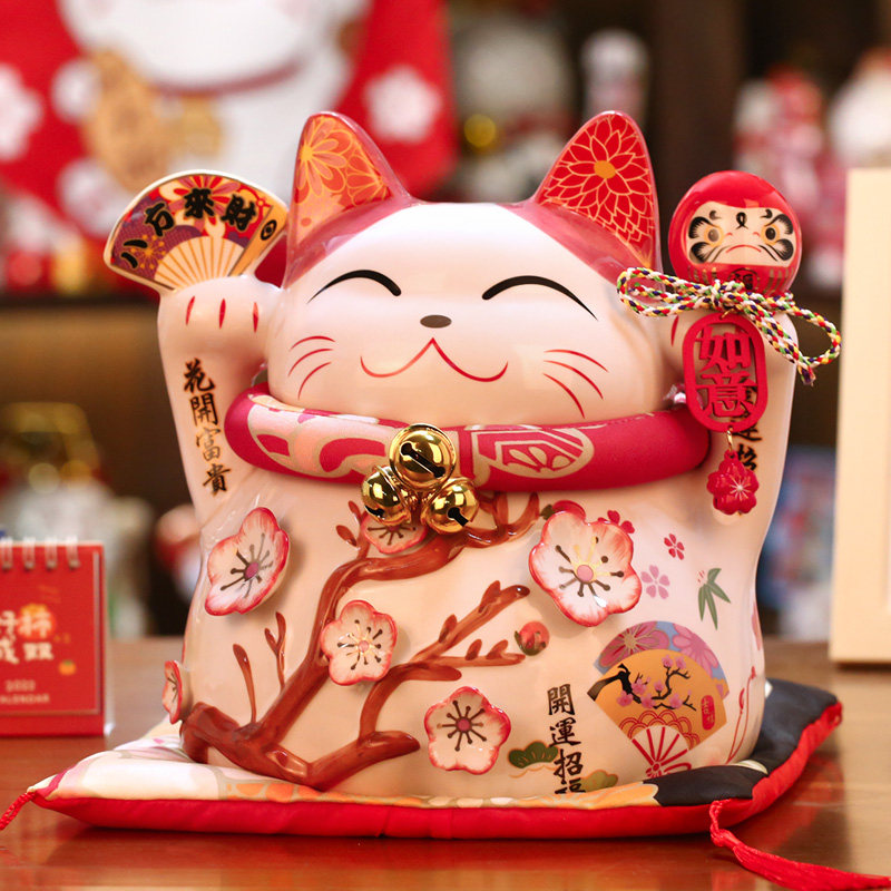 招财猫摆件开业大小号家居客厅装饰存钱罐店铺收银柜台前台乔迁礼