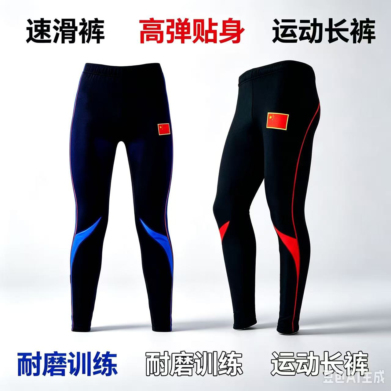 高弹运动服长裤 轮滑裤 男女速滑裤 骑行裤 田径健身弹力裤通用