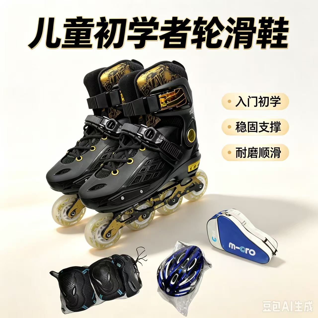专业直排轮儿童发光平花鞋图片