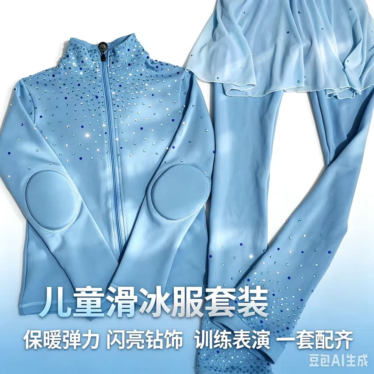 花样滑冰训练套装成人儿童训练服带护肘保护
