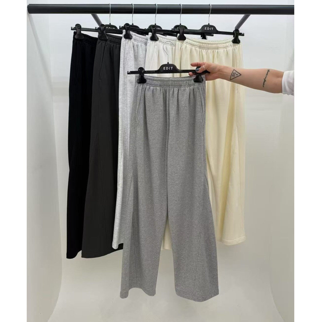 韩国东大门代购edit2025秋季新款简约松紧腰宽松显瘦百搭休闲裤