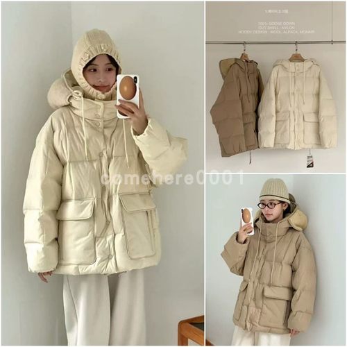 现货速发韩国东大门代购egg2025秋冬新款设计感连帽宽松羽绒服