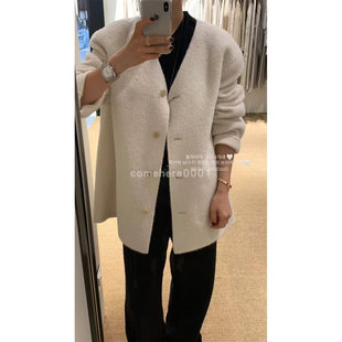 现货速发韩国东大门代购february112025秋冬新款V领纯色羊绒大衣