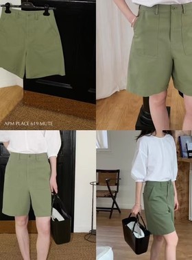 现货速发韩国东大门代购MUTE2025夏季新款高腰A字阔腿休闲短裤