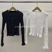 mohhe2025秋季 新款 气质时尚 现货速发韩国东大门代购 褶皱修身 上衣