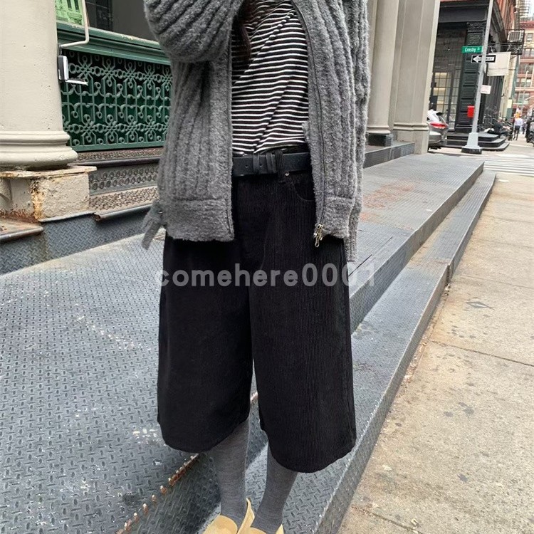现货速发韩国东大门代购Underson2025秋冬新款7分灯芯绒休闲裤
