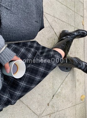 现货速发韩国东大门代购vegetable2025冬季新款复古格纹半身裙