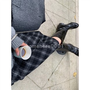 现货速发韩国东大门代购vegetable2025冬季新款复古格纹半身裙