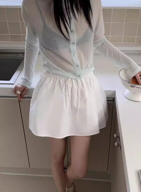 现货速发韩国东大门代购MOHHE2025夏季新款松紧腰净版A字半身短裙