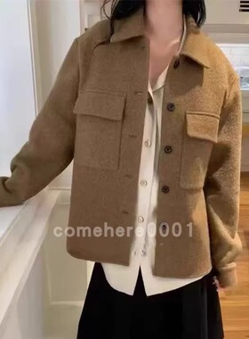 现货速发韩国东大门代购mohhe2025秋季新款翻领单排扣双口袋外套