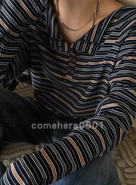 现货速发韩国东大门代购atmosphere2025秋季新款可斜肩长袖T恤