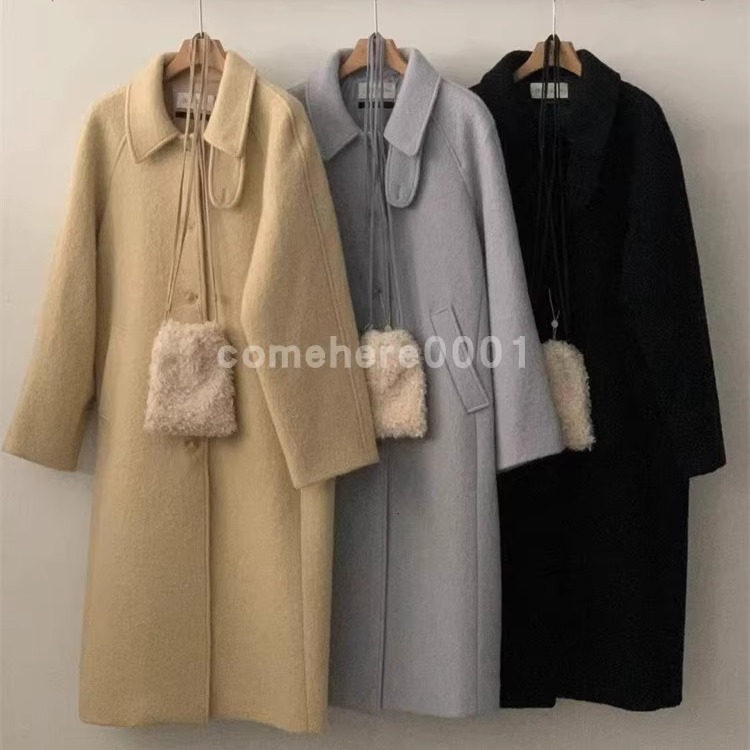 现货速发韩国东大门代购overtake2025冬季新款可立领翻领毛呢大衣