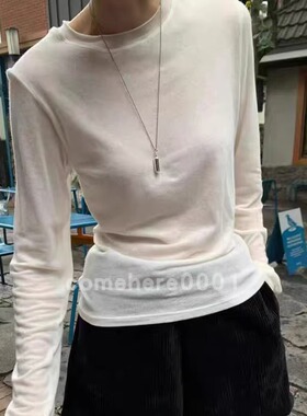 现货速发韩国东大门代购ATMOSPHERE2025冬季新款圆领纯色长袖T恤