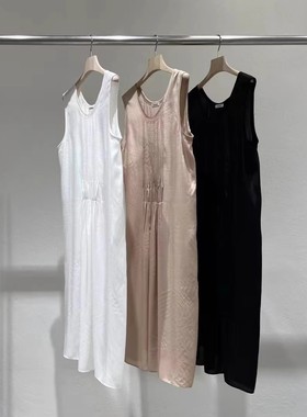 现货速发韩国东大门代购statement2025夏季新款U领中长背心连衣裙