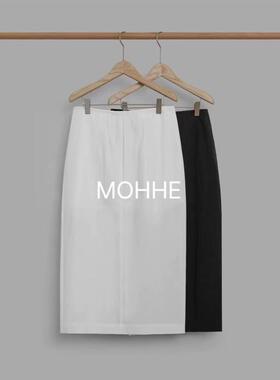 现货速发韩国东大门代购mohhe2025夏季新款高腰显瘦后开叉半身裙