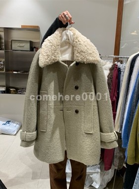 现货速发韩国东大门代购tempting2025秋冬新款设计感毛绒翻领外套