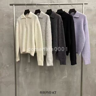 现货速发韩国东大门代购mute2025秋冬新款温柔翻领宽松长袖毛衣